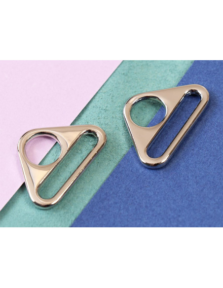 Set de 2 anneaux triangulaires passant 25 mm argent