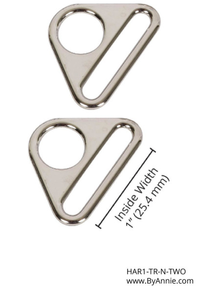 Set de 2 anneaux triangulaires passant 25 mm argent