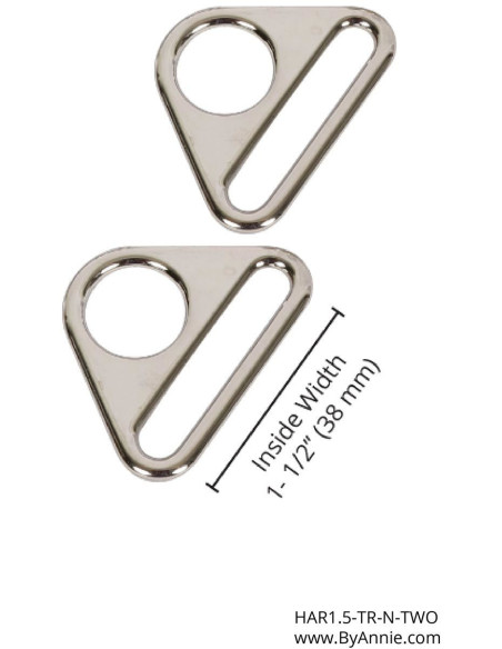 Set de 2 anneaux triangulaires passant 38 mm argent