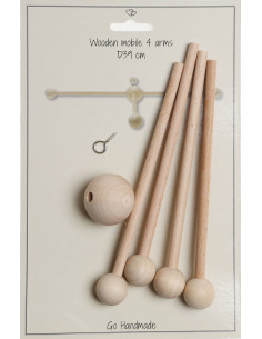 Mobile en bois pour bébé - 4 branches