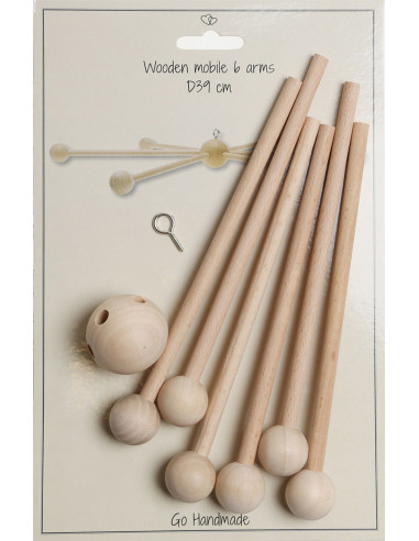 Mobile en bois pour bébé - 6 branches