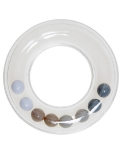 Anneau hochet transparent avec perles 63 mm - Gris