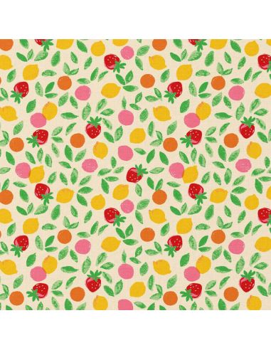 Tissu coton déperlant - Navel vert et jaune