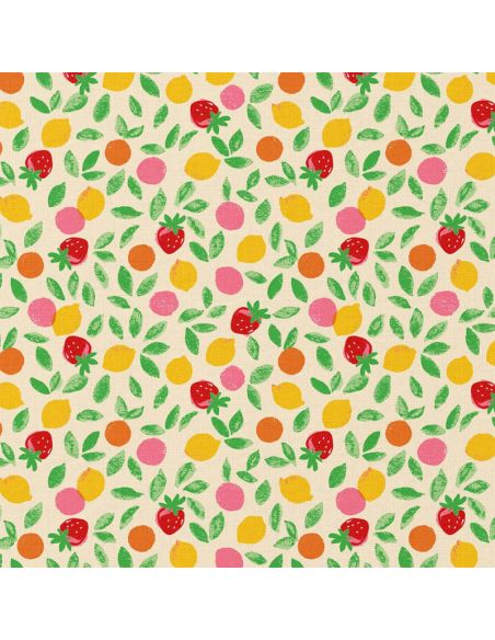 Tissu coton déperlant - Navel vert et jaune