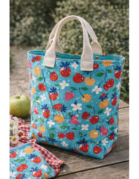 Tissu coton déperlant - Cijos bleu et rouge