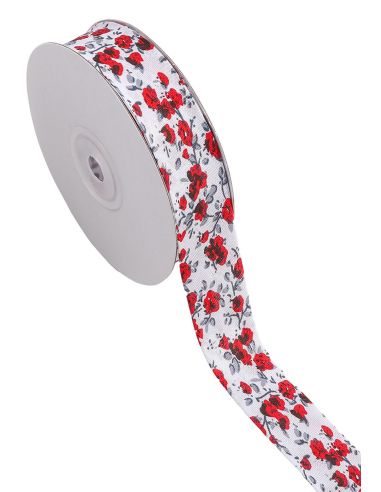 Biais fleuri - Rouge