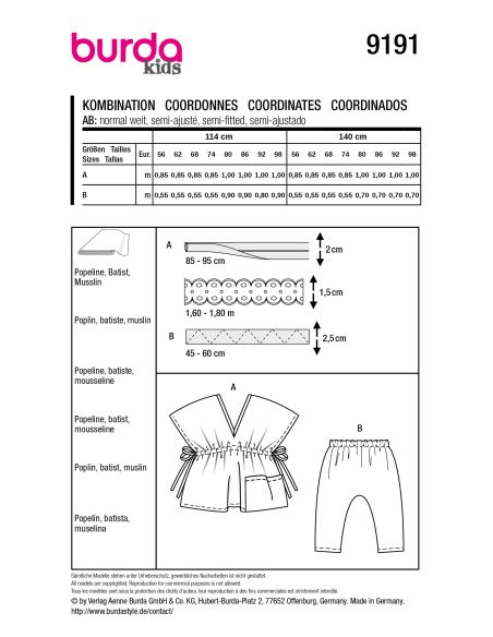 Patron de chemisier et pantalon - Burda 9191