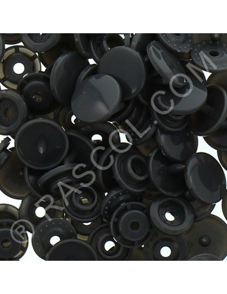 Sachet de 25 pressions résine KAM ronds - Gris anthracite