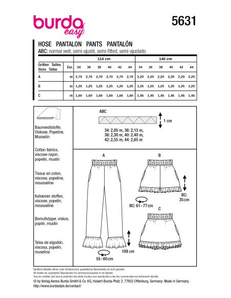 Patron de pantalon - Burda 5631