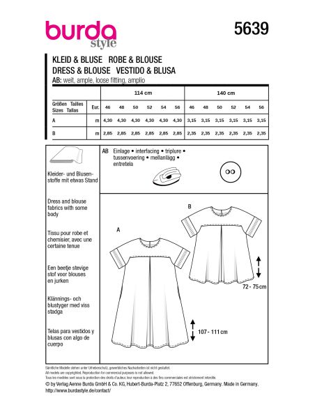Patron de robe et chemisier - Burda 5639