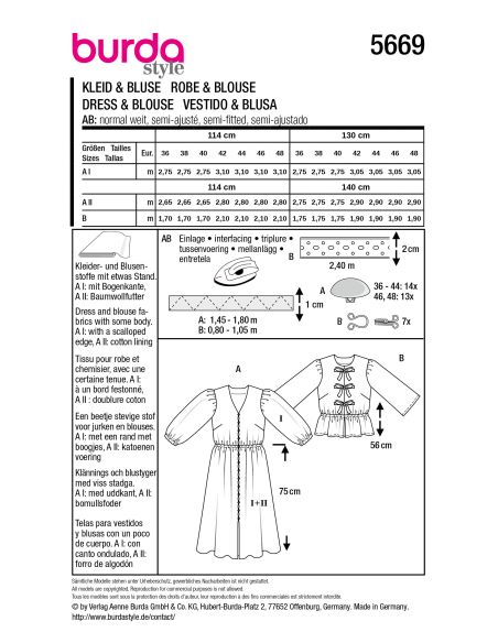 Patron de robe et chemisier - Burda 5669