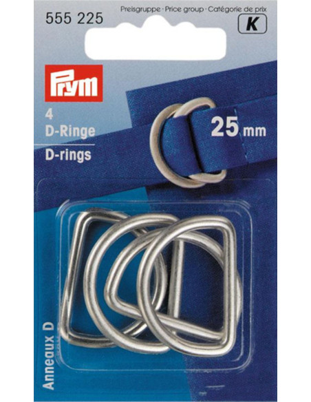 Boite de 4 anneaux en D - Argent 25 mm