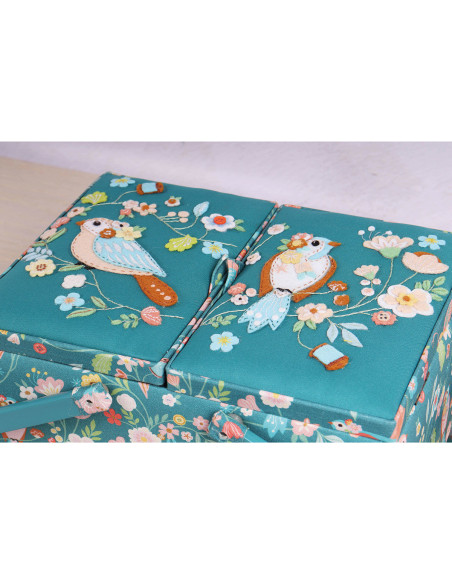 Boite à couture double couvercle - Oiseaux