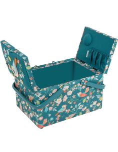 Boite à couture double couvercle sans plateau de rangement - Oiseaux