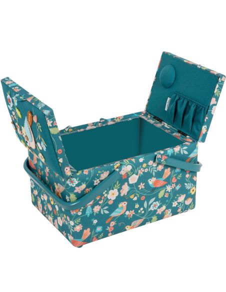 Boite à couture double couvercle sans plateau de rangement - Oiseaux