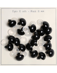 Yeux de sécurité noirs 18 mm - 10 paires