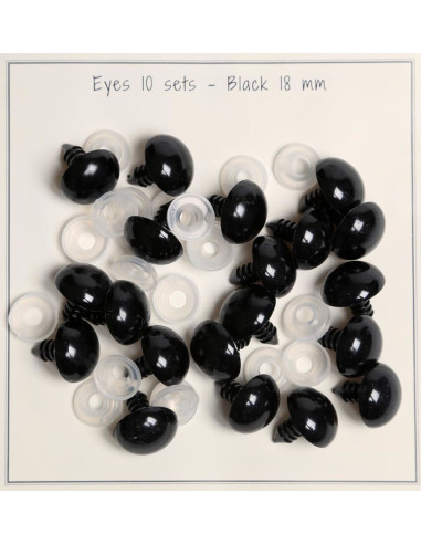 Yeux de sécurité noirs 18 mm - 10 paires