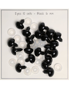 Yeux de sécurité noirs 16 mm - 10 paires