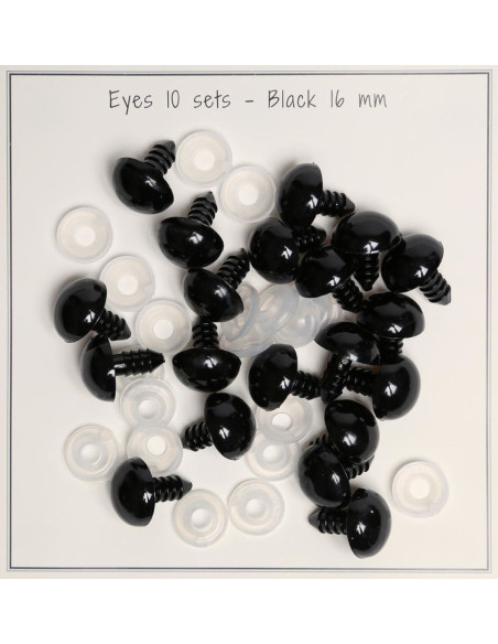 Yeux de sécurité noirs 16 mm - 10 paires