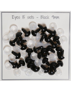Yeux de sécurité noirs 9 mm - 15 paires