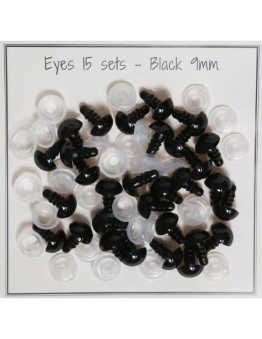 Yeux de sécurité noirs 9 mm - 15 paires