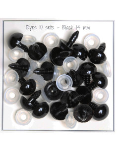Yeux de sécurité noirs 14 mm - 10 paires