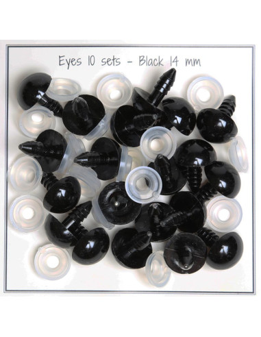 Yeux de sécurité noirs 14 mm - 10 paires