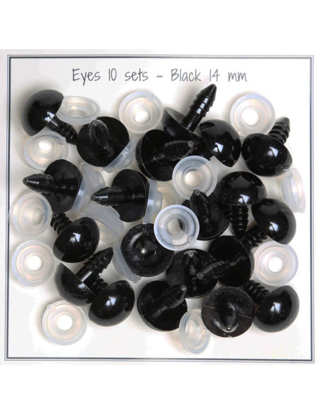 Yeux de sécurité noirs 14 mm - 10 paires