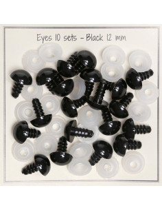 Yeux de sécurité noirs 12 mm - 10 paires