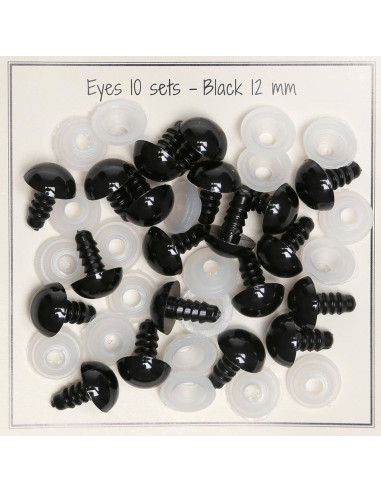 Yeux de sécurité noirs 12 mm - 10 paires