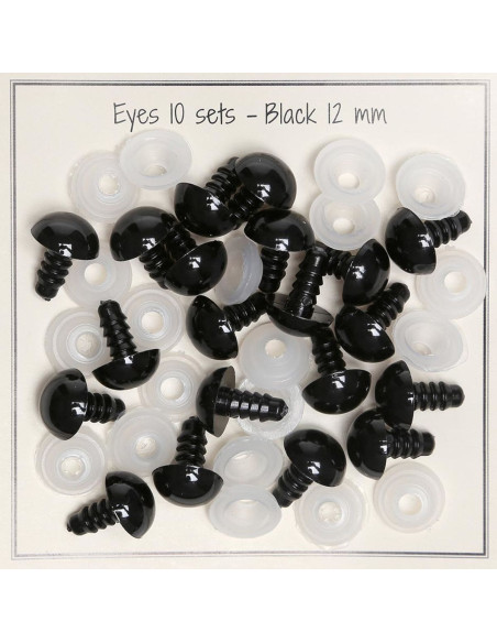 Yeux de sécurité noirs 12 mm - 10 paires
