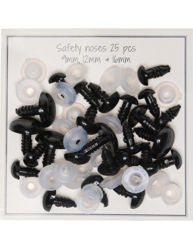 Nez de sécurité noirs 9-16 mm - 25 pcs