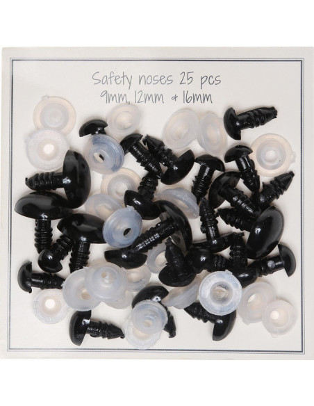 Nez de sécurité noirs 9-16 mm - 25 pcs