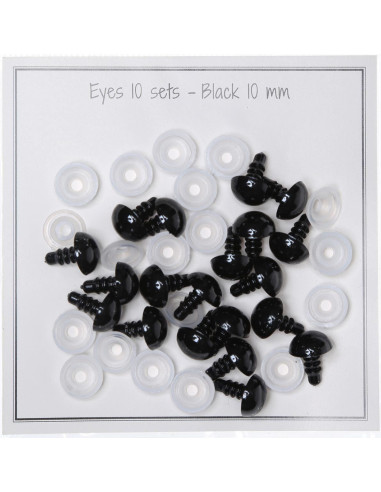Yeux de sécurité noirs 10 mm - 10 paires