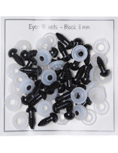 Yeux de sécurité noirs 8 mm - 15 paires