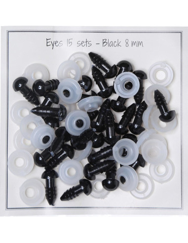 Yeux de sécurité noirs 8 mm - 15 paires