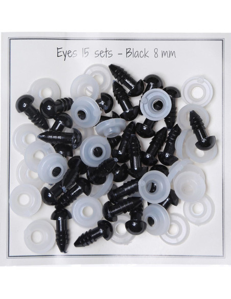 Yeux de sécurité noirs 8 mm - 15 paires