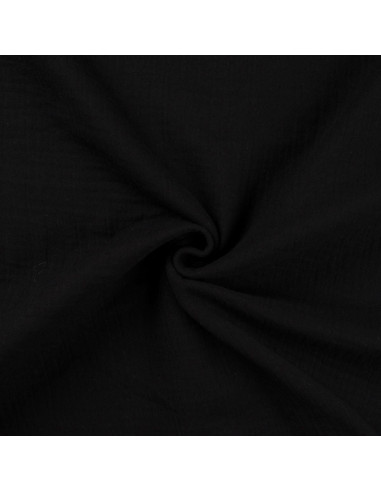 Tissu double gaze de coton - Noir