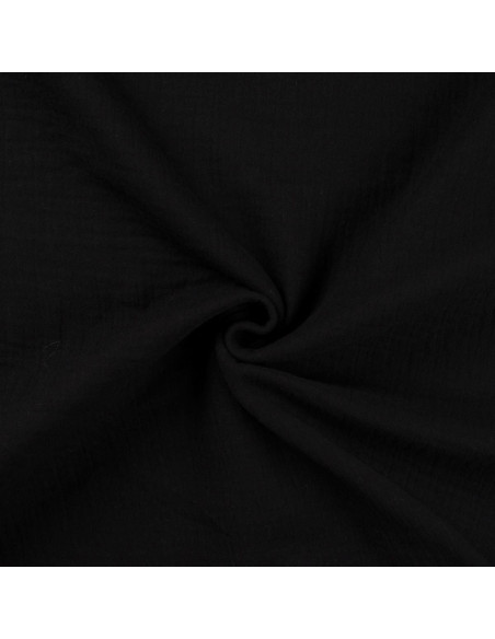 Tissu double gaze de coton - Noir