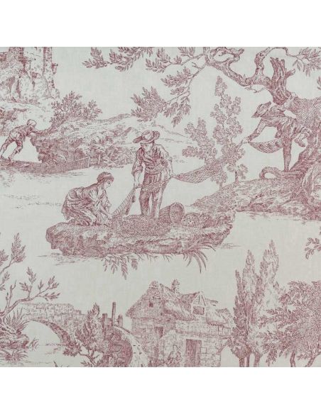 Tissu toile de Jouy demi-natté – Grande largeur – Rouge
