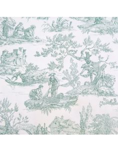 Tissu toile de Jouy demi-natté – Grande largeur – Vert