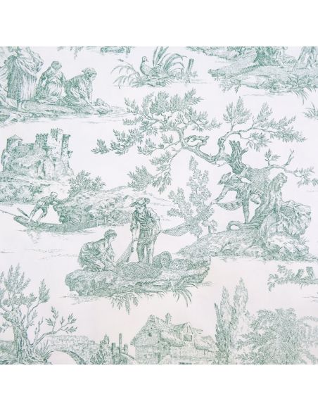 Tissu toile de Jouy demi-natté – Grande largeur – Vert