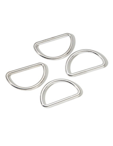 Boite de 4 anneaux en D - Argent 30 mm