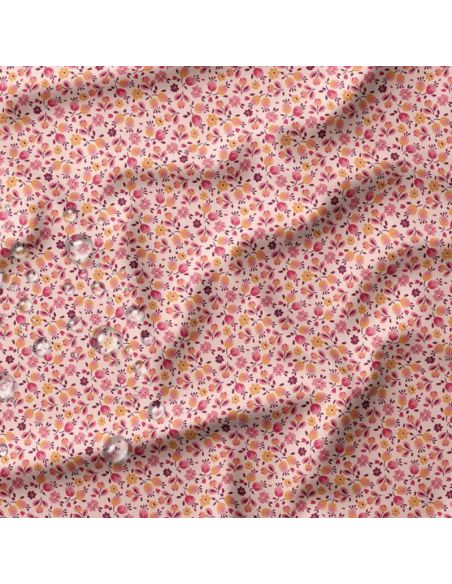 Tissu imperméable pour ciré - Caseille rose et orange