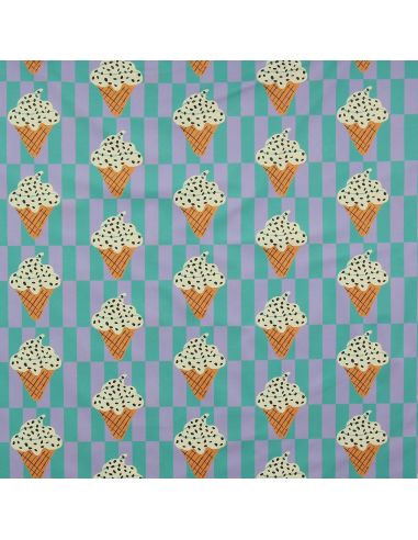 Tissu imperméable pour ciré - Corneto vert et violet