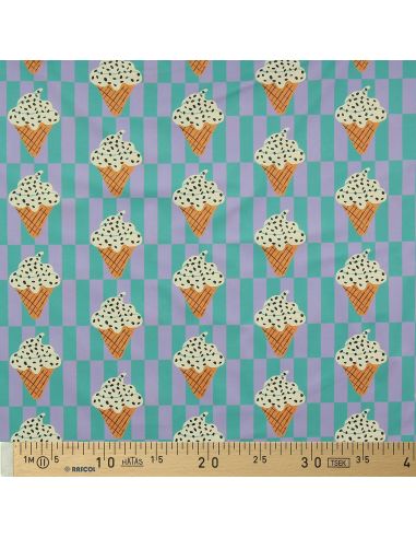 Tissu imperméable pour ciré - Corneto vert et violet