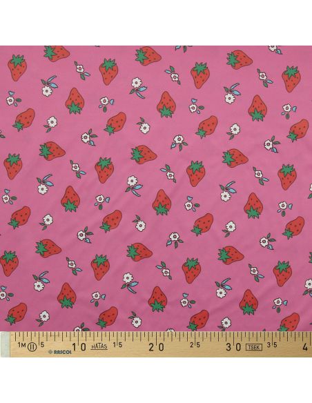 Tissu imperméable pour ciré - Polka rose et rouge