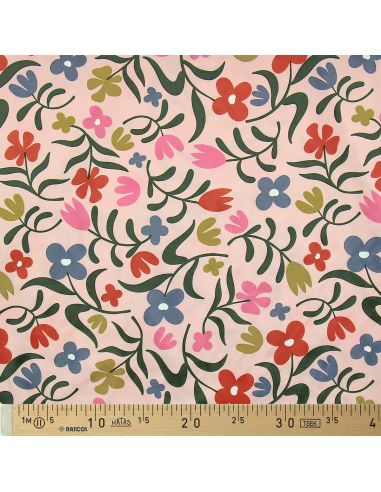 Tissu imperméable pour ciré - Pamela bleu et rouge
