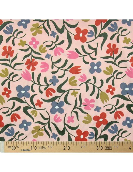 Tissu imperméable pour ciré - Pamela bleu et rouge