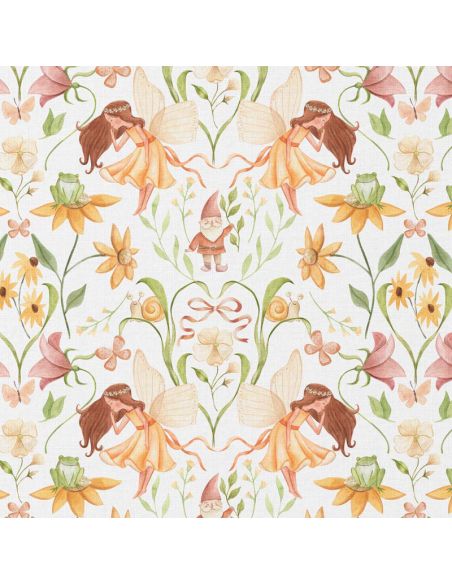 Tissu popeline de coton - Lulu blanc et jaune